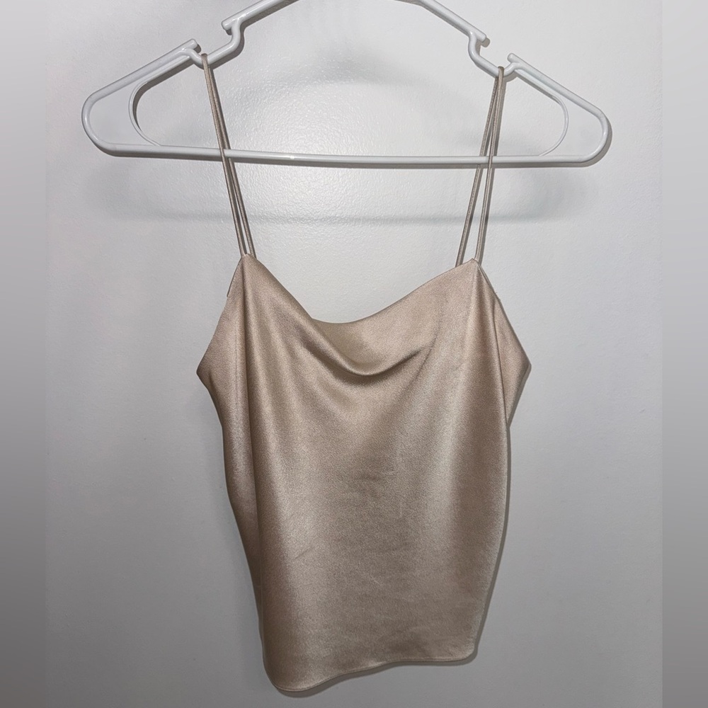 Alice & Olivia Elegant Cream Satin Cami Top
